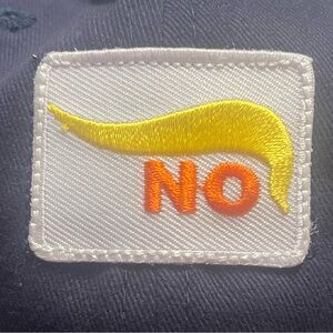 “NO” Trump. Yellow/ Orange Tupee Custom made anti- trump hat.